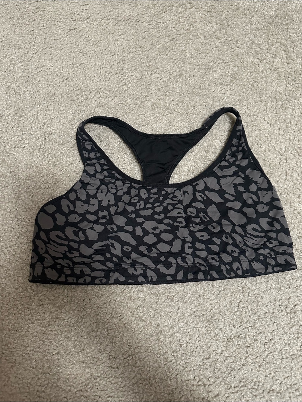 Victoria's Secret Black & Gray Leopard Racerback Sports Bra